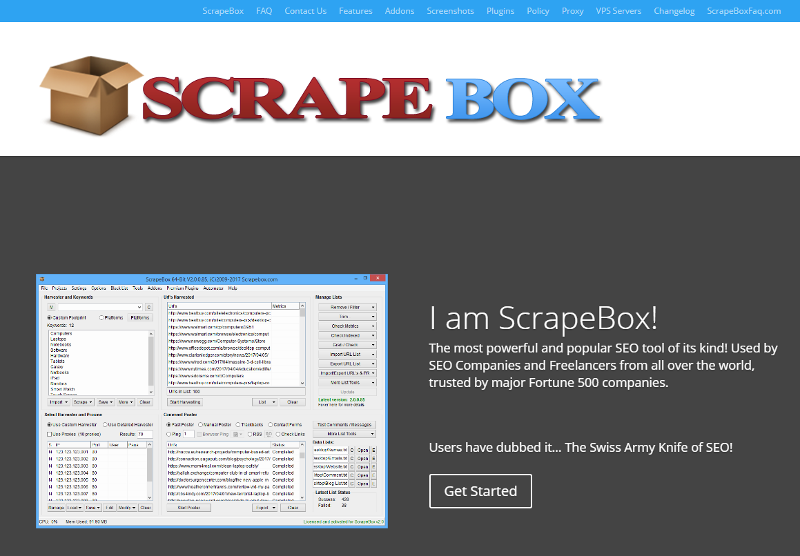 Immagine della home page di ScrapeBox