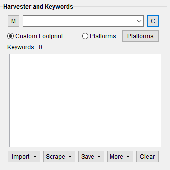 Immagine della sezione Harvester e Keywords di ScrapeBox