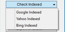 Immagine della sezione del Manage Lists di ScrapeBox per il Check Indexed con Google, Bing e Yahoo
