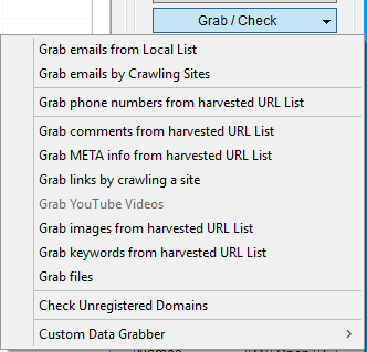 Immagine di Grab / Check urls metriche sezione Manage Lists di ScrapeBox