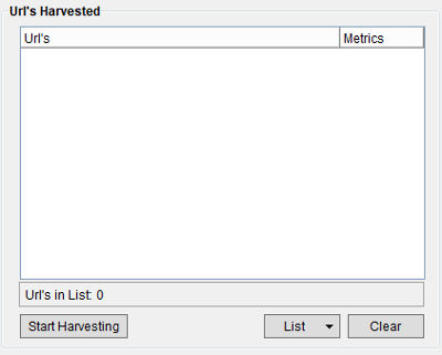 Immagine della sezione delle Url's Harvesting di ScrapeBox