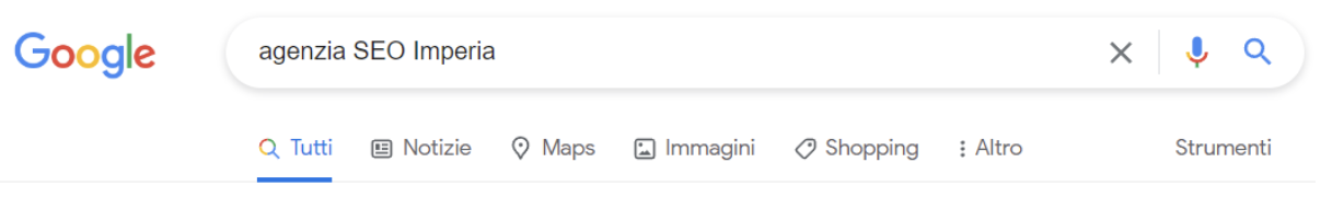 Universal Search: esempio di ricerca agenzia SEO Imperia